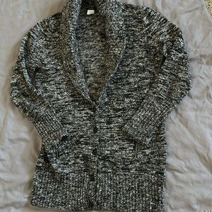 Women’s J Crew tweed black and white button down sweater size M